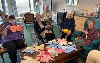 Residents knitting together
