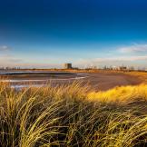 Golden sand dunes surrounding the port on the river Tees.