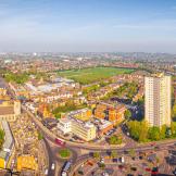 Aerial view of Acton town.