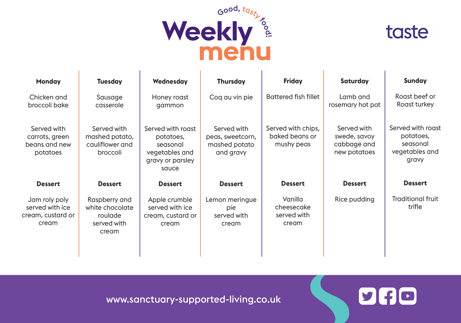 SSL Autumn Winter menu