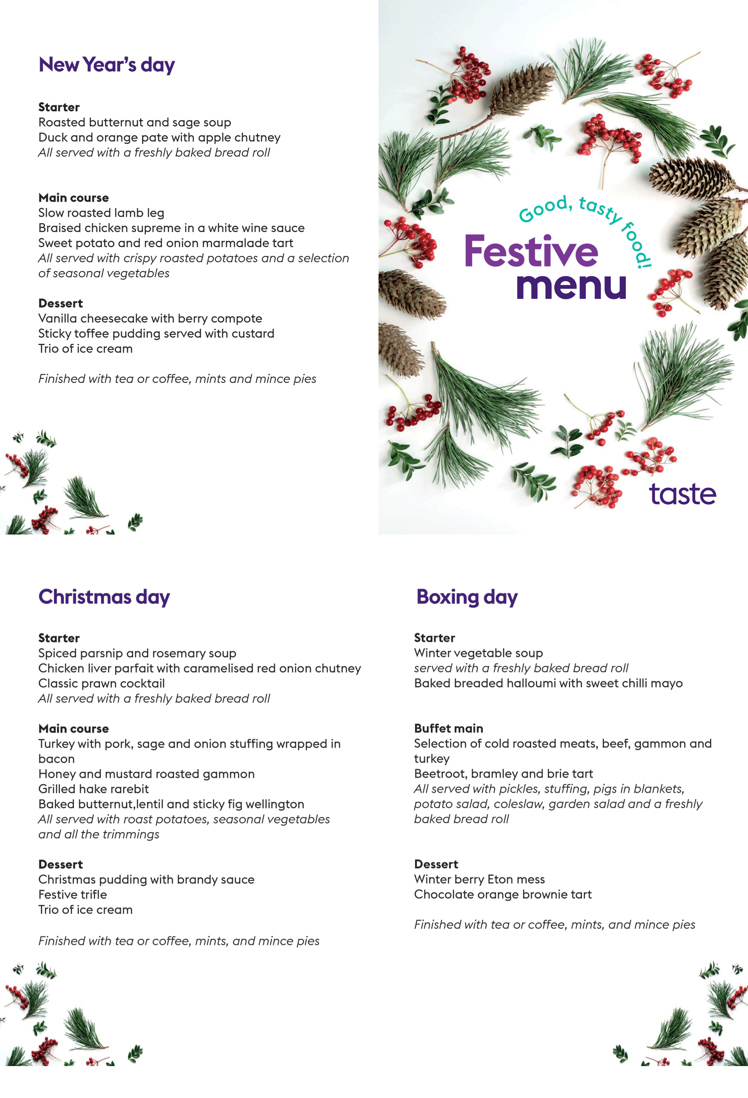SSL Festive Menu