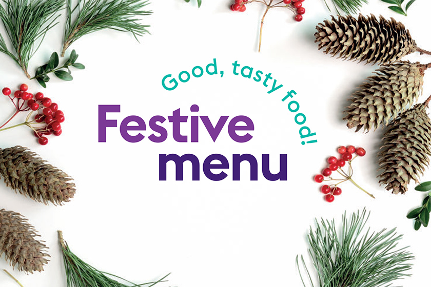 Sanctuary Supported Living Festive Menu Graphic With Christmas Scene