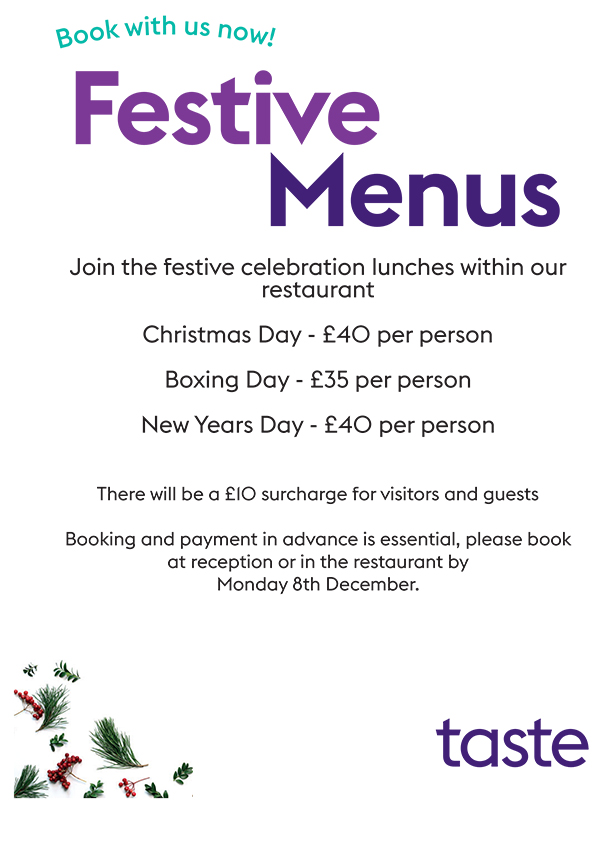 Festive Menus at Sanctuary Supported Living Taste Restaurants