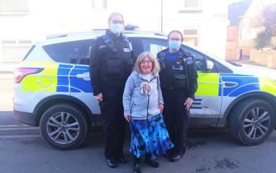 PCSOs from Cleveland Police with resident, Norma