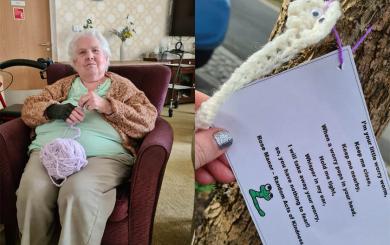 Collage showing Sanctuary residents creating Worry Worms