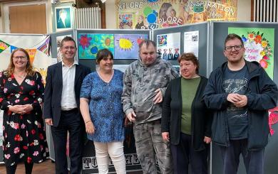 Together Again art exhibition launch with Artist Claire Taylor, Mayor Andy Abrahams and Corner House residents