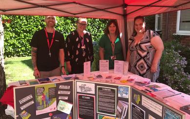 Four members of staff at the Haverhill pop up recovery cafe.