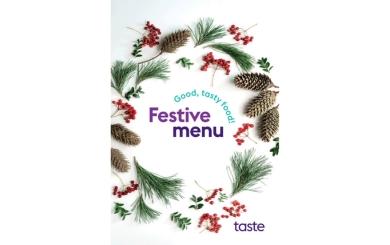 An image of the front cover of the new Taste restaurant festive menu.