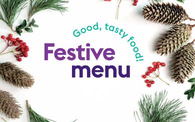 Sanctuary Supported Living Festive Menu Graphic With Christmas Scene
