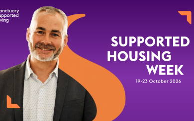 A Supported Housing Week poster with an image of Dave Shaw. 