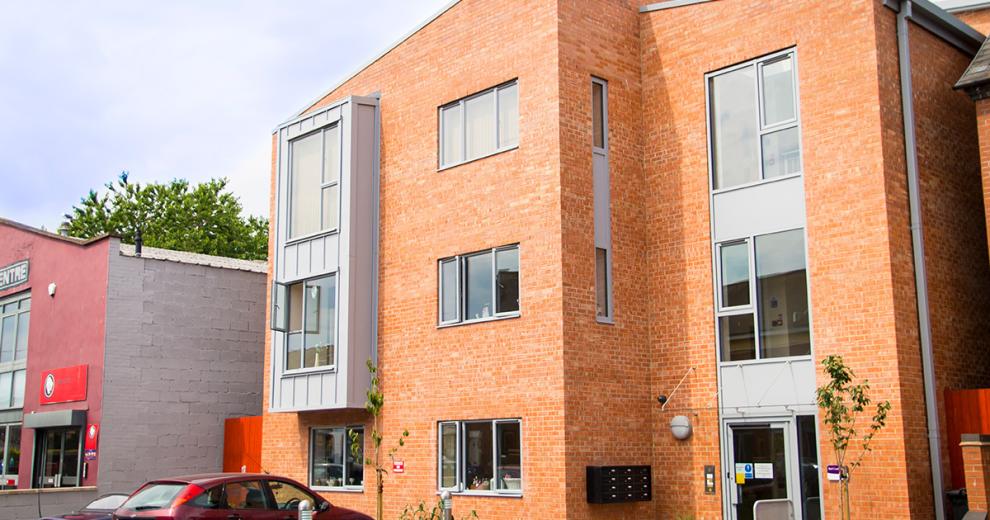 Ultramodern property using traditional bricks and mortar as well as a non-traditional material in metal. The use of sharp angled roofs on the separate elevations of the building to create a chic exterior.
