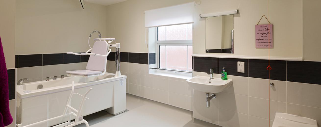 Assisted living wet room, with spacious essential and clean facilities.
