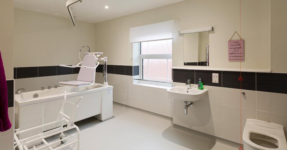 Assisted living wet room, with spacious essential and clean facilities.