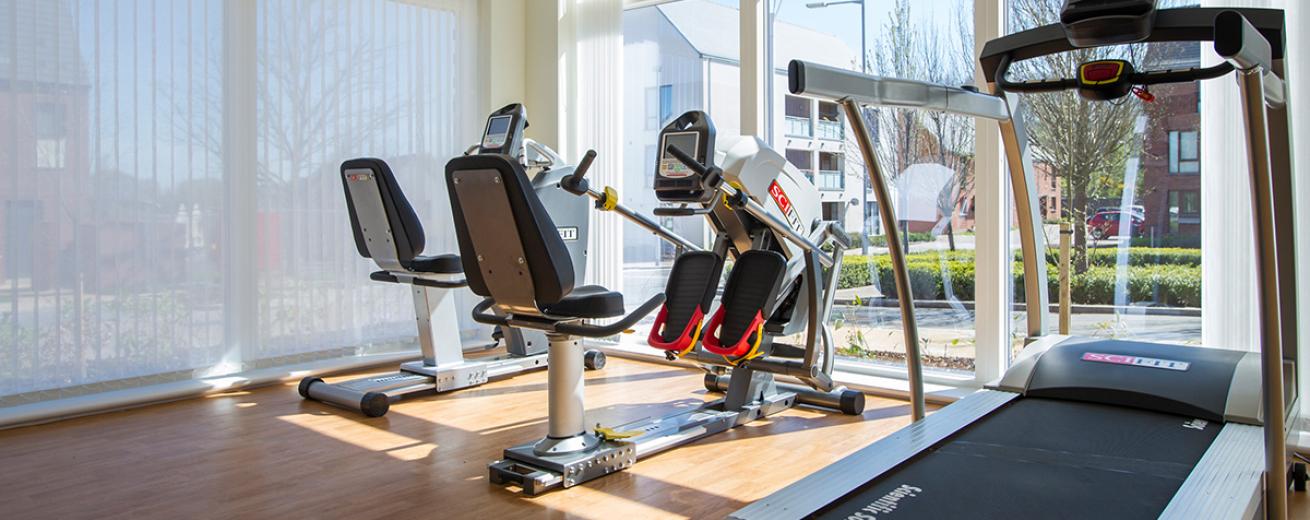 A reasonably sized gym is housed looking out onto the communal areas. Featuring state of the art equipment.