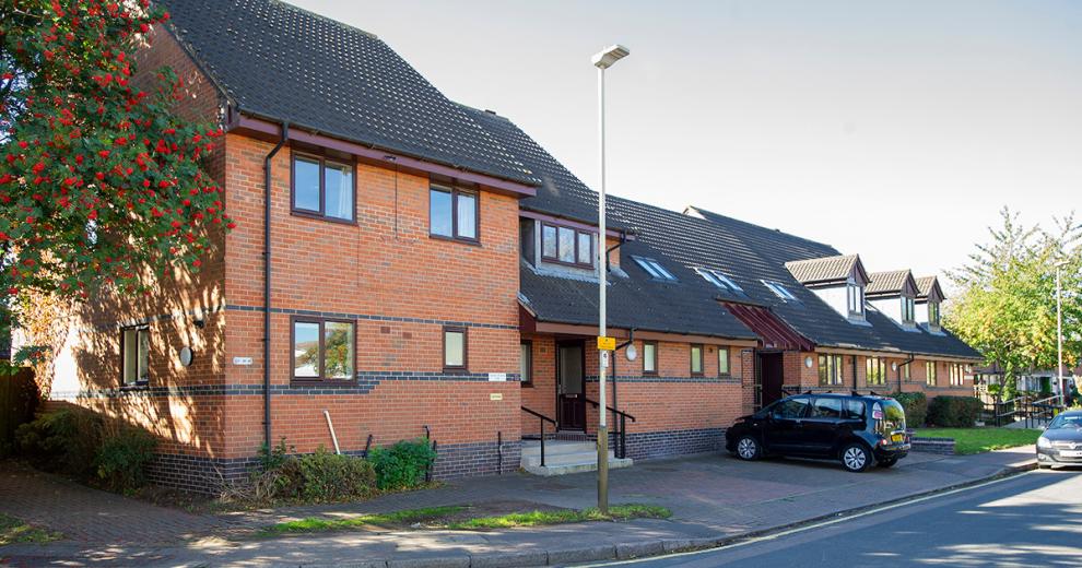 Multi elevation building design, fluctuating between two storey and single storey property with multiple entry points for all accessibility needs. Sycamore Court provides personal care for adults with a range of learning disabilities.
