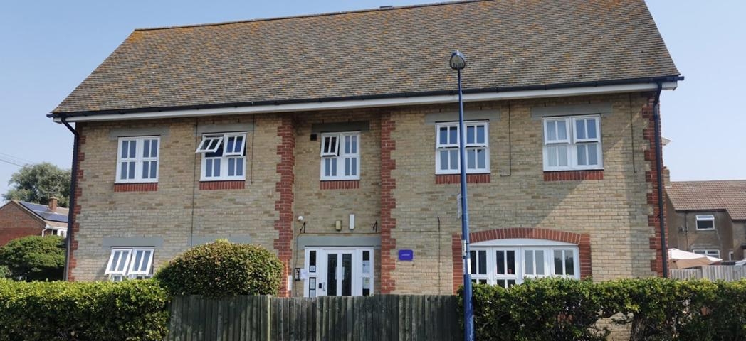 Cottage style two storey property, with indented front door entry to the supported housing residence.