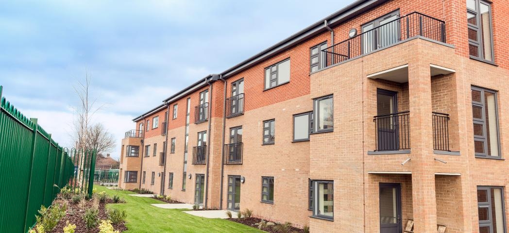 Beautifully presented contemporary apartment building providing housing and care for adults with a range of learning disabilities at Wimborne House.