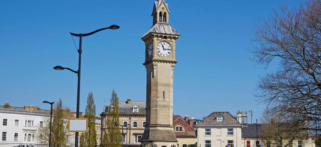 Victorian designed clock tower in the centre of Barnstaple.