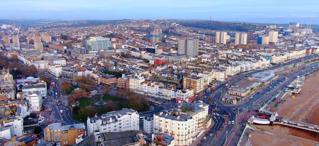 Aerial view over Brighton 