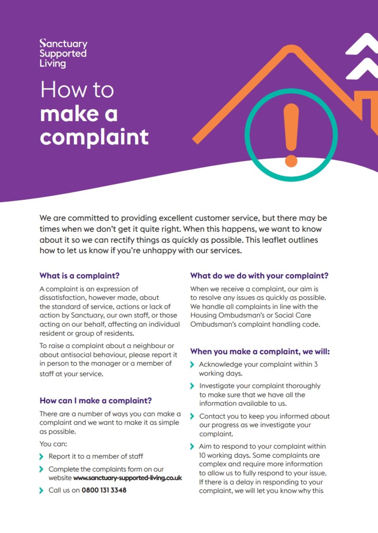 Thumbnail of how to make a complaint leaflet