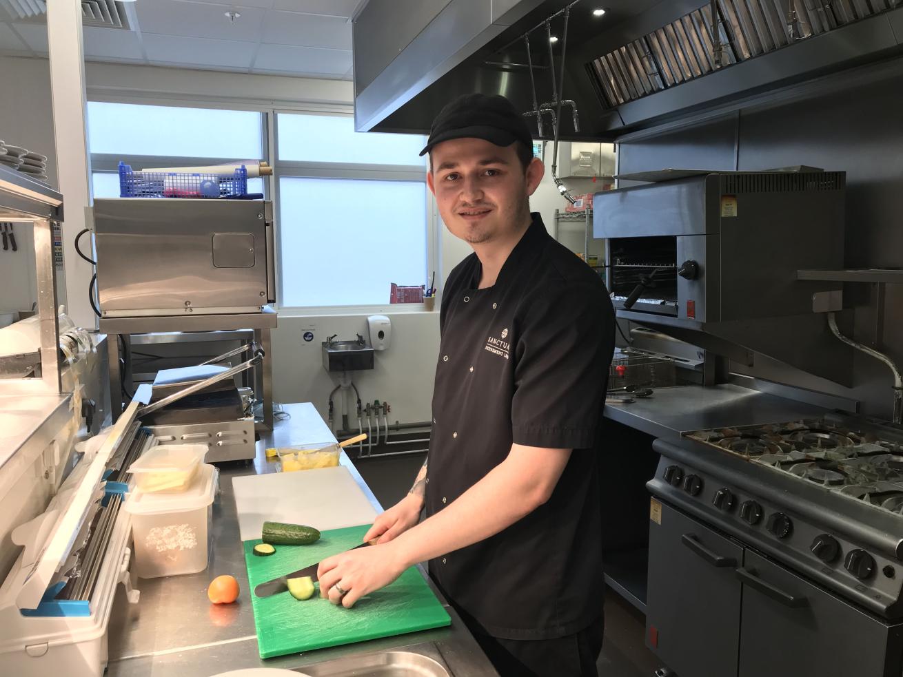 Chef, Gary Fletcher in the kitchen at Rose Manor