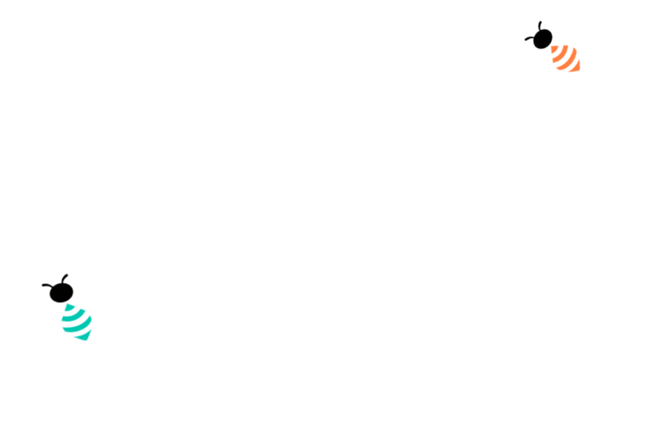 two bees in Sanctuary branded style buzz around text that reads "Investors in people - We invest in people Platinum"