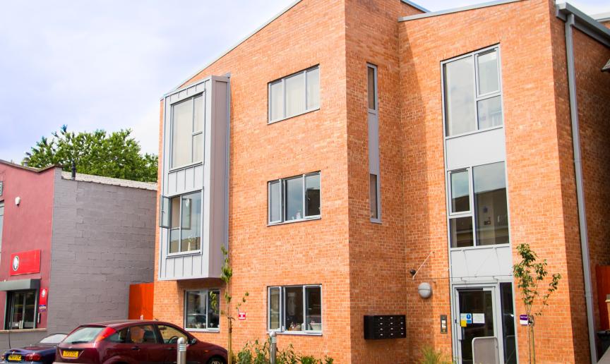 Ultramodern supported living facility consisting of 10 one-bed apartments at Red Coat Close.