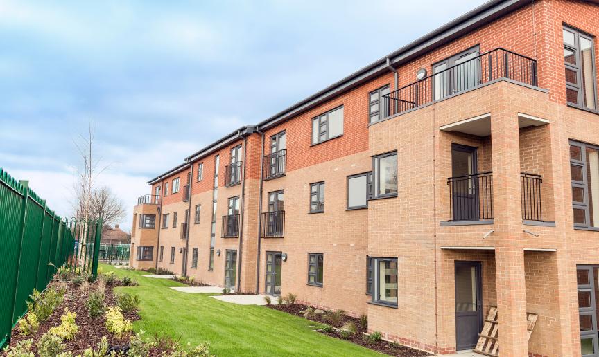 Beautifully presented contemporary apartment building providing housing and care for adults with a range of learning disabilities at Wimborne House.