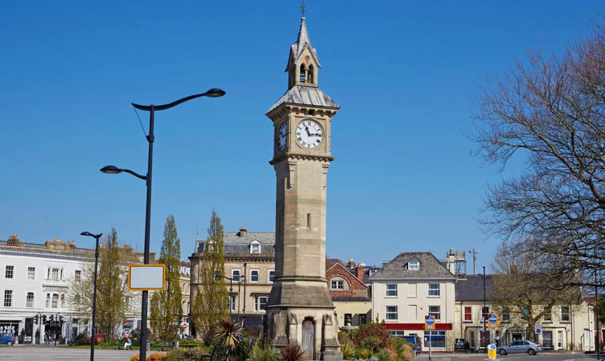 Victorian designed clock tower in the centre of Barnstaple.