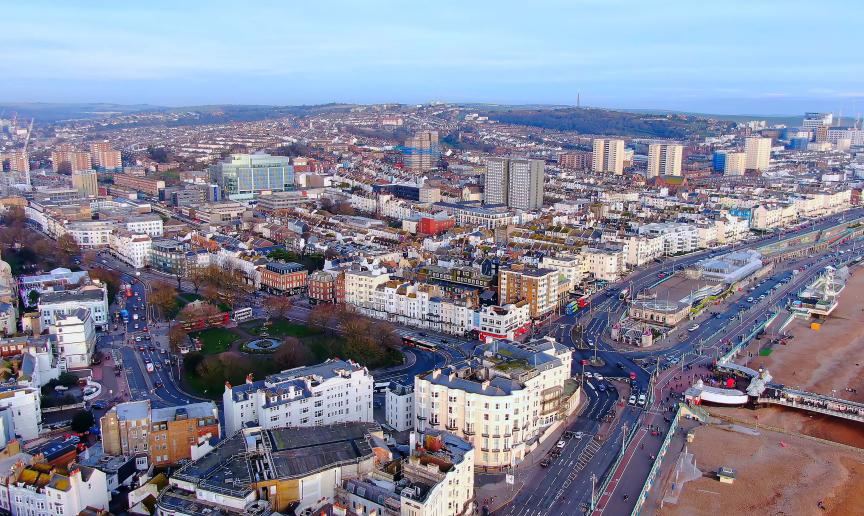 Aerial view over Brighton 