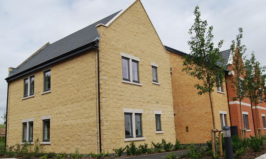 Contemporary stone and brick built properties split into apartments providing care and support for adults with learning disabilities.
