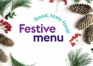Sanctuary Supported Living Festive Menu Graphic With Christmas Scene